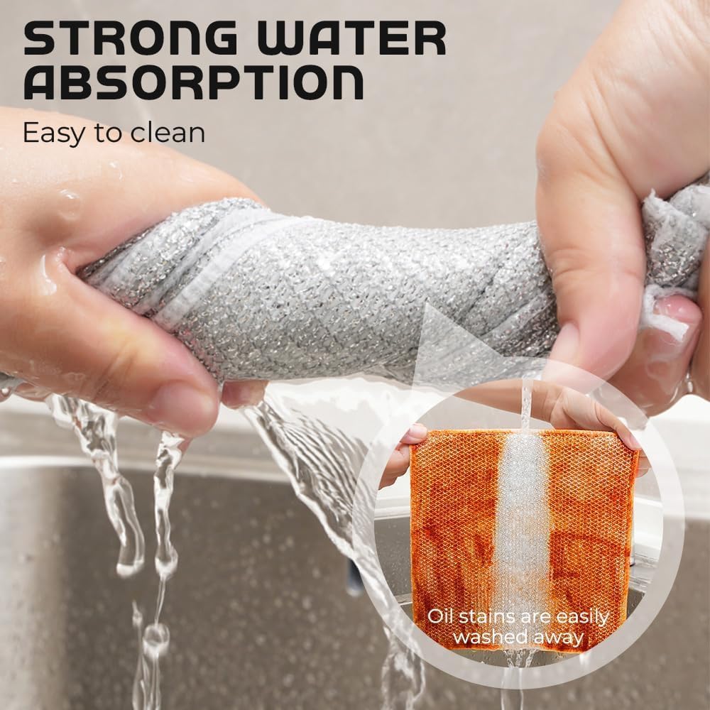 Multipurpose Wire Dishwashing Rags for Wet and Dry Pack of 10